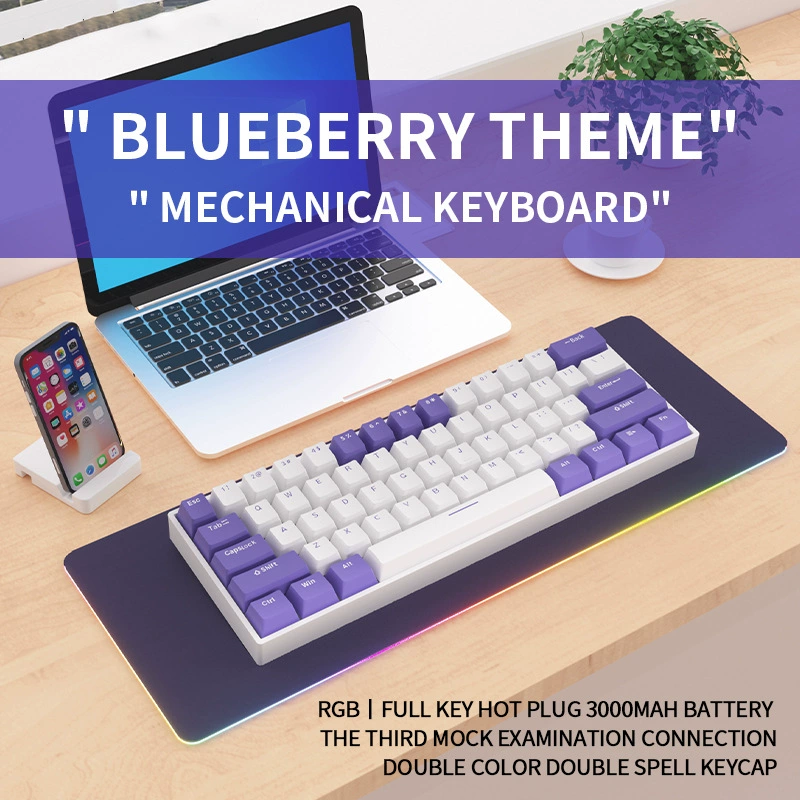 Yunguoguo K33 беспроводная 2.4G Bluetooth механическая клавиатура 61 клавиша три режима RGB, кастомная, hot-swap, русская раскладка