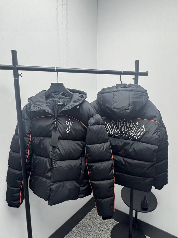 跨境外贸TRAPSTAR冬季加厚防风防水男士复古潮牌刺绣拉筋连帽棉服|undefined