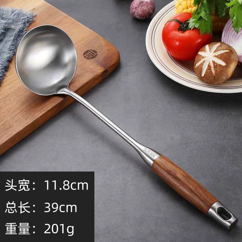 304 Palisandro Palo Palo Palo de cocina de acero inoxidable para el hogar Cuchara Cuchara Anti-escaldado Mango hueco Palo Palo Juego de utensilios de cocina