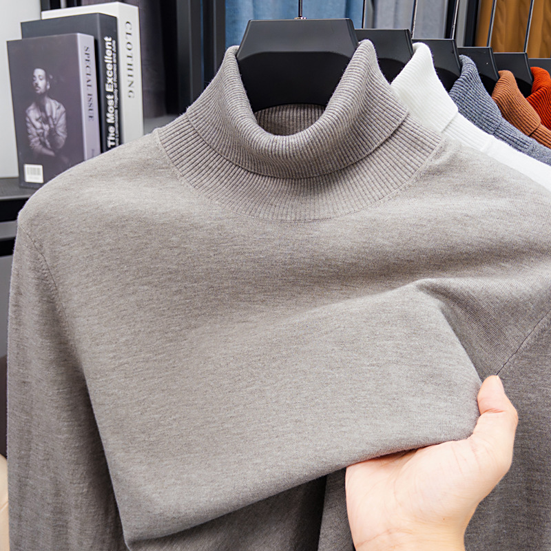 Winter Popular New High-Neck Sheep Wool Knitwear Men's Knitwear Young and Middle-Aged Versatile Pullover Bottoming Knitwear Men