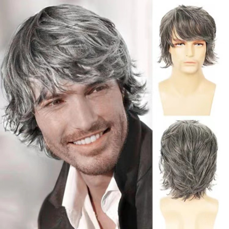 アマゾンの新型男性髪欧米男性かつら化繊頭カバーwigs男性巻き髪メーカー卸売り代発|undefined