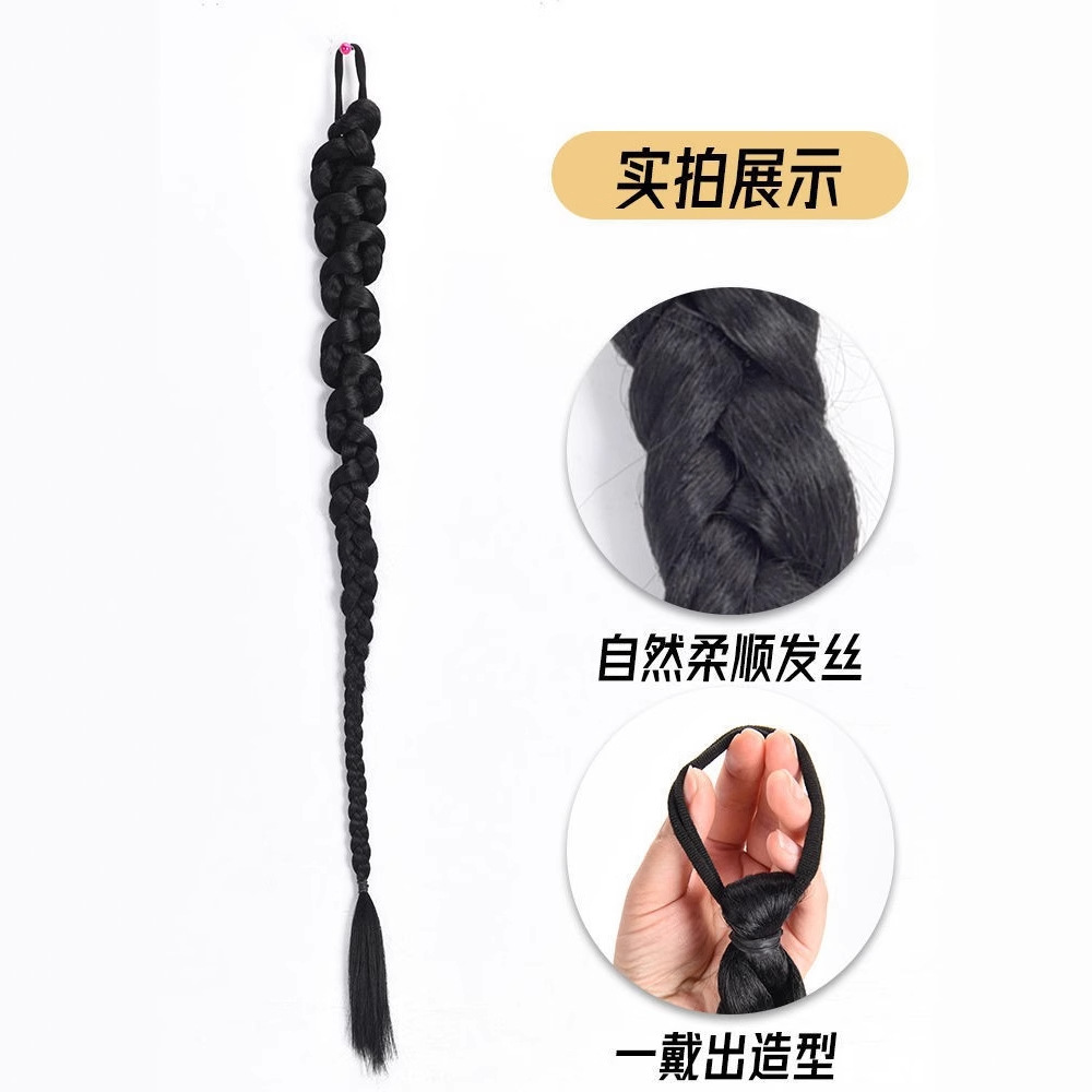 Koni Fake Hair Hanfu Perücke mit Pony für Damen, Traditioneller Chinesischer Stil Lang Gerade Haare mit Zöpfen, Natürlicher Qipao-Look