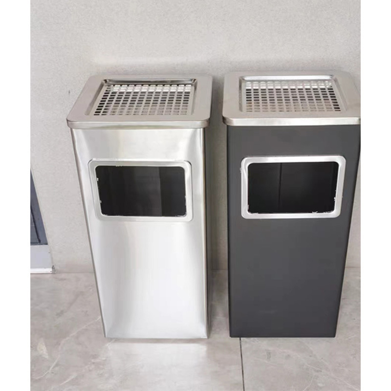 酒店垃圾桶不锈钢立式烟灰柱酒店大堂商场电梯口吸烟区翻盖垃圾桶