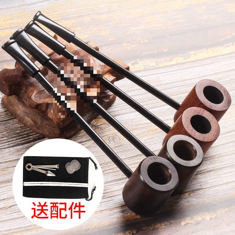 Миниатюрная трубка Попай из массива дерева, прямая, с плоским и круглым дном, из красного дерева и эбенового дерева, для начинающих курильщиков.