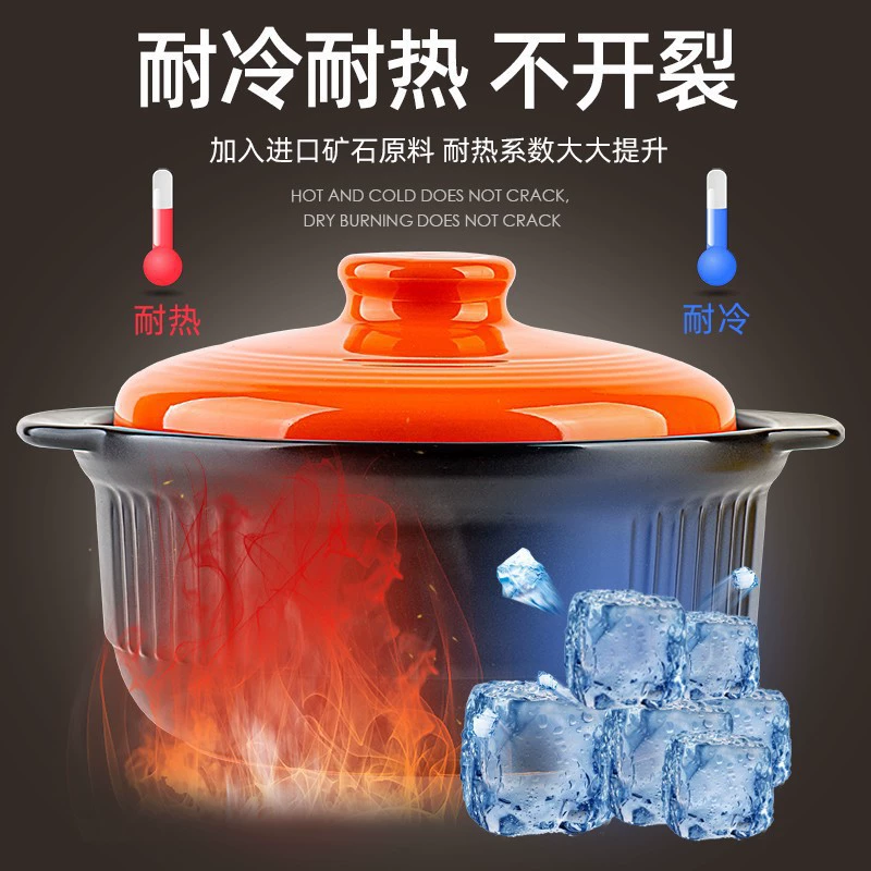 Кастрюля для дома, устойчивая к высоким температурам, большая керамическая кастрюля для супа, глиняная кастрюля для тушения, набор для риса в китайском стиле