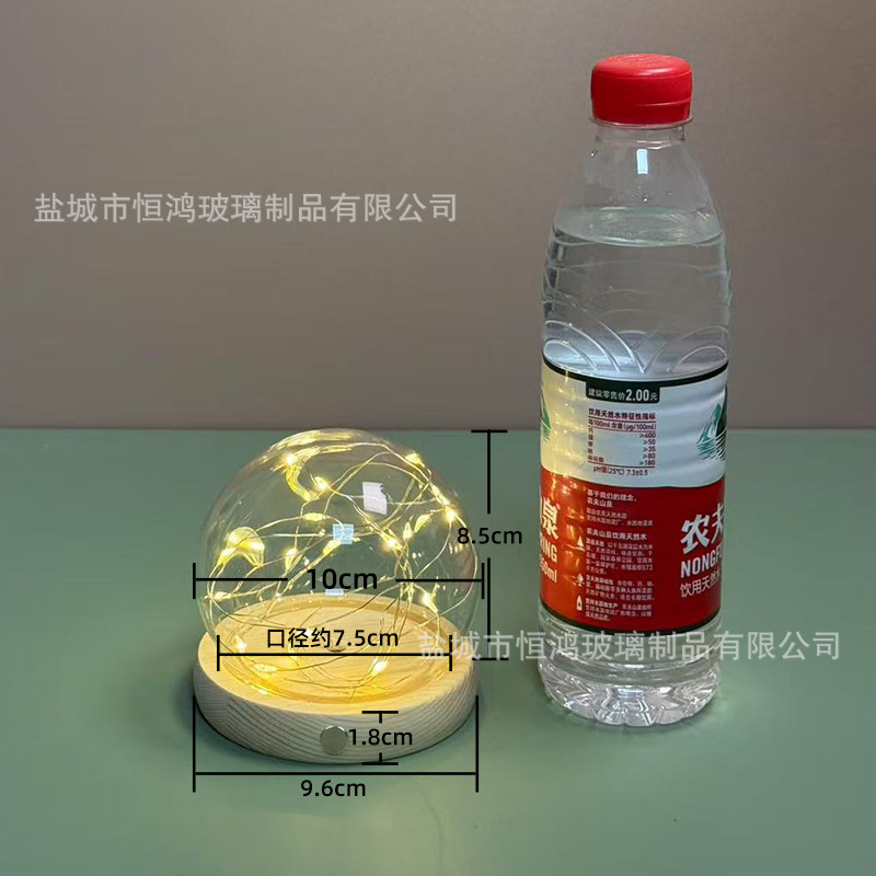 海胆永生花干花侧面触摸开关玻璃罩子底座带灯展示盒手办创意|undefined