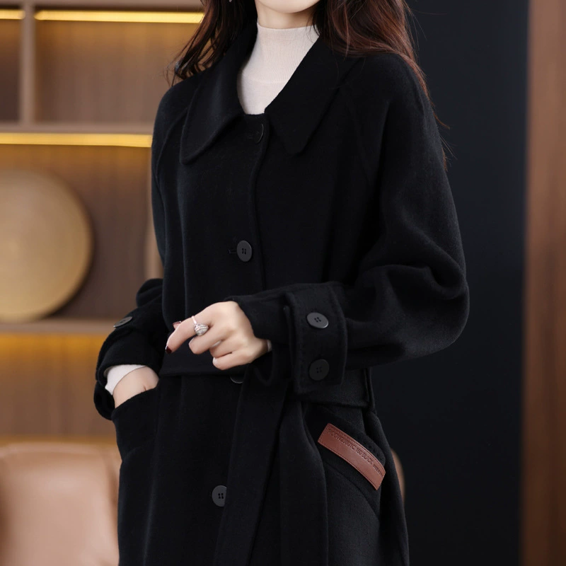 Winter retro double-sided woolen coat, long woolen suit, jacket, 2023 years, western style, mid-length