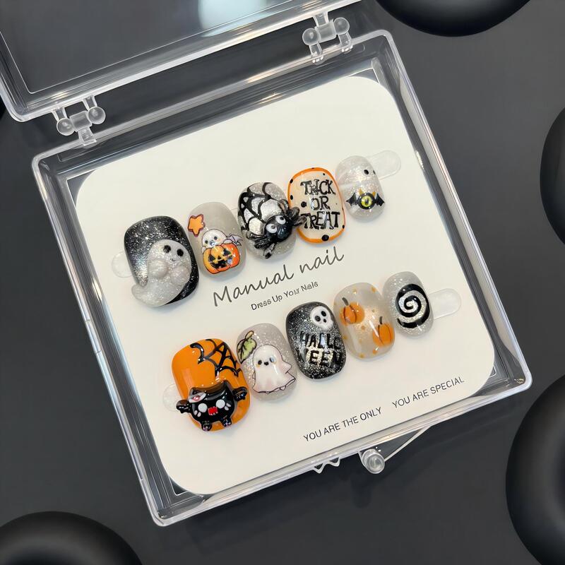 【Halloween】Handmade Cute Cartoon Girl Short Round Removable Nail Stickers A803 【Halloween】Handmade Cute Cartoon Girl Short Round Removable Nail Stickers A803