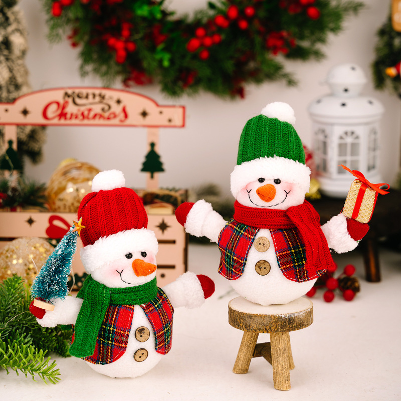 豪贝圣诞节装饰用品 圣诞发光雪人公仔摆件 带灯雪人玩偶桌面布置|undefined