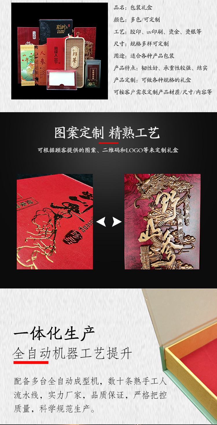 Custom Eco-Friendly Red Gift Box 40x15x4 cm Composite Material for Herbal Wellness Gift Packaging key features