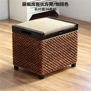 草藤编可储物换鞋凳收纳凳休闲搁脚凳可坐人沙发凳门口换鞋凳