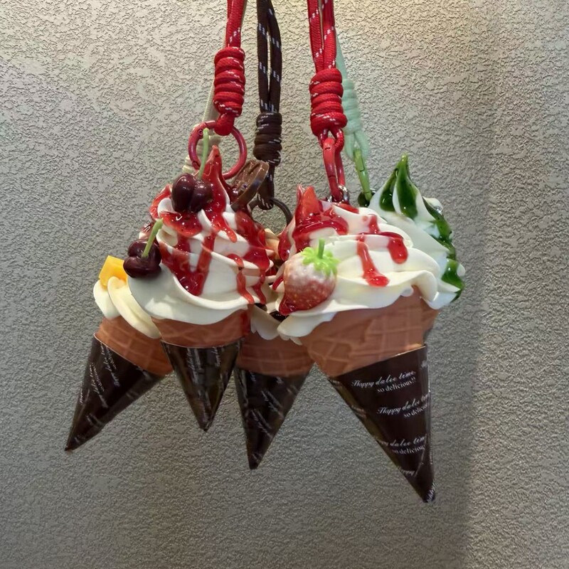 Creative simulated dessert ice cream bag pendant, toy keychain, ice cream cone decoration, niche product for bag accessories Creative simulated dessert ice cream bag pendant, toy keychain, ice cream cone decoration, niche product for bag accessories