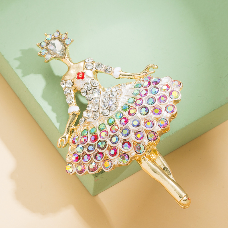 New Alloy Diamond Ballet Girl Cute Fashion Boutonniere Rhinestone Brooch Pin display picture 3