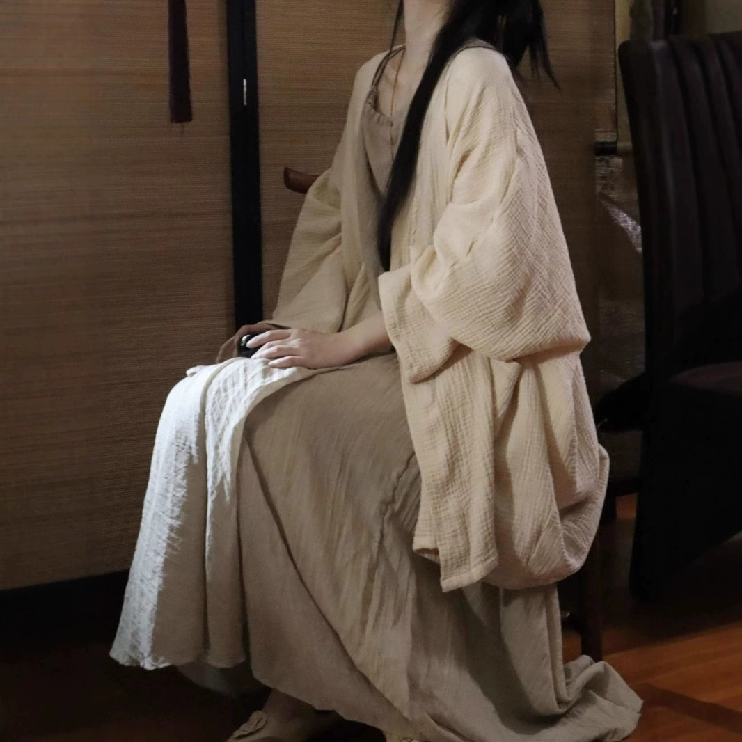 Дзен ветер пиджак шейный ремень, элегантная юбка, хлопок, конопля, костюм, женский холодный чай, костюм Hanfu
