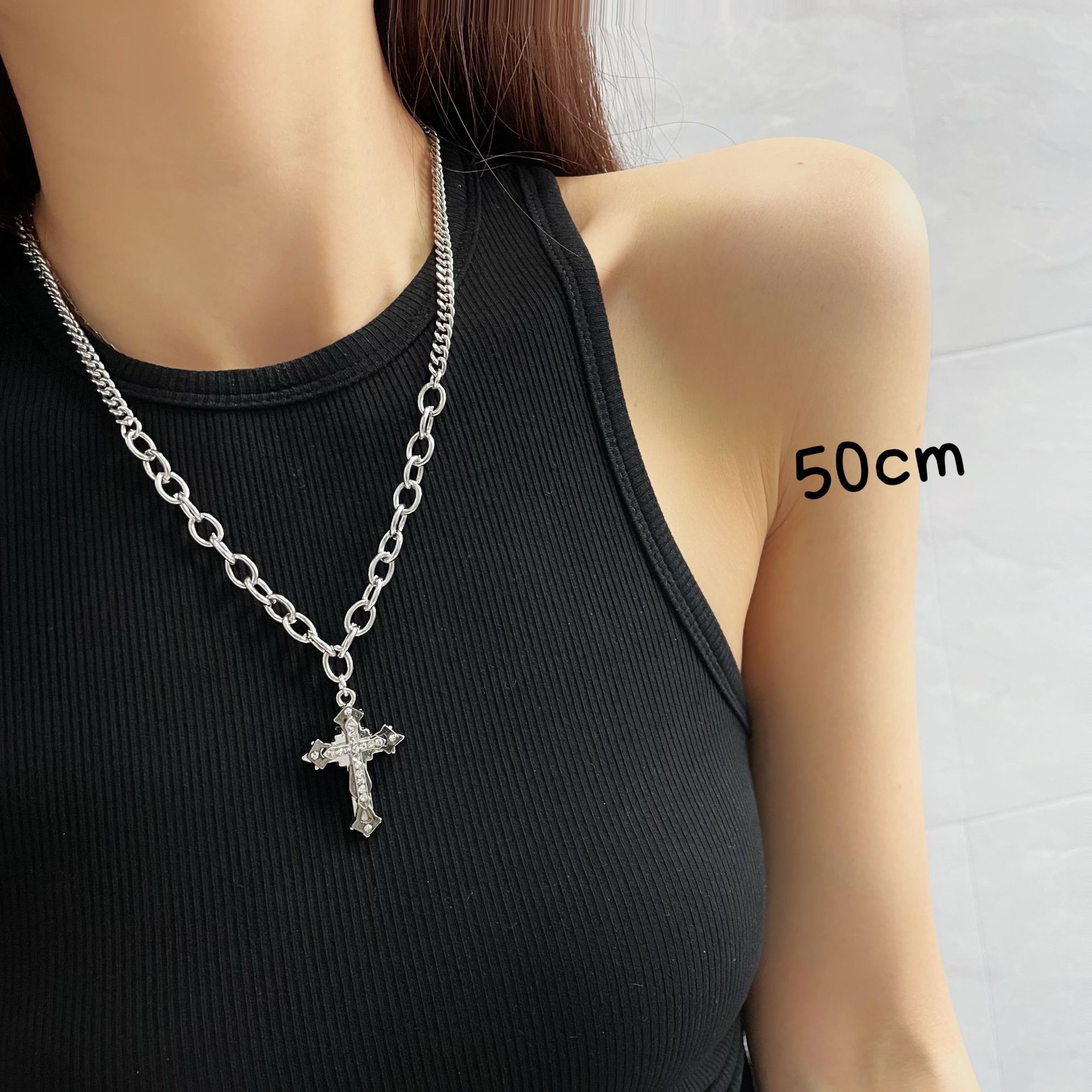 Hip-Hop Cross Alloy Iron Copper Plating Unisex Pendant Necklace display picture 2