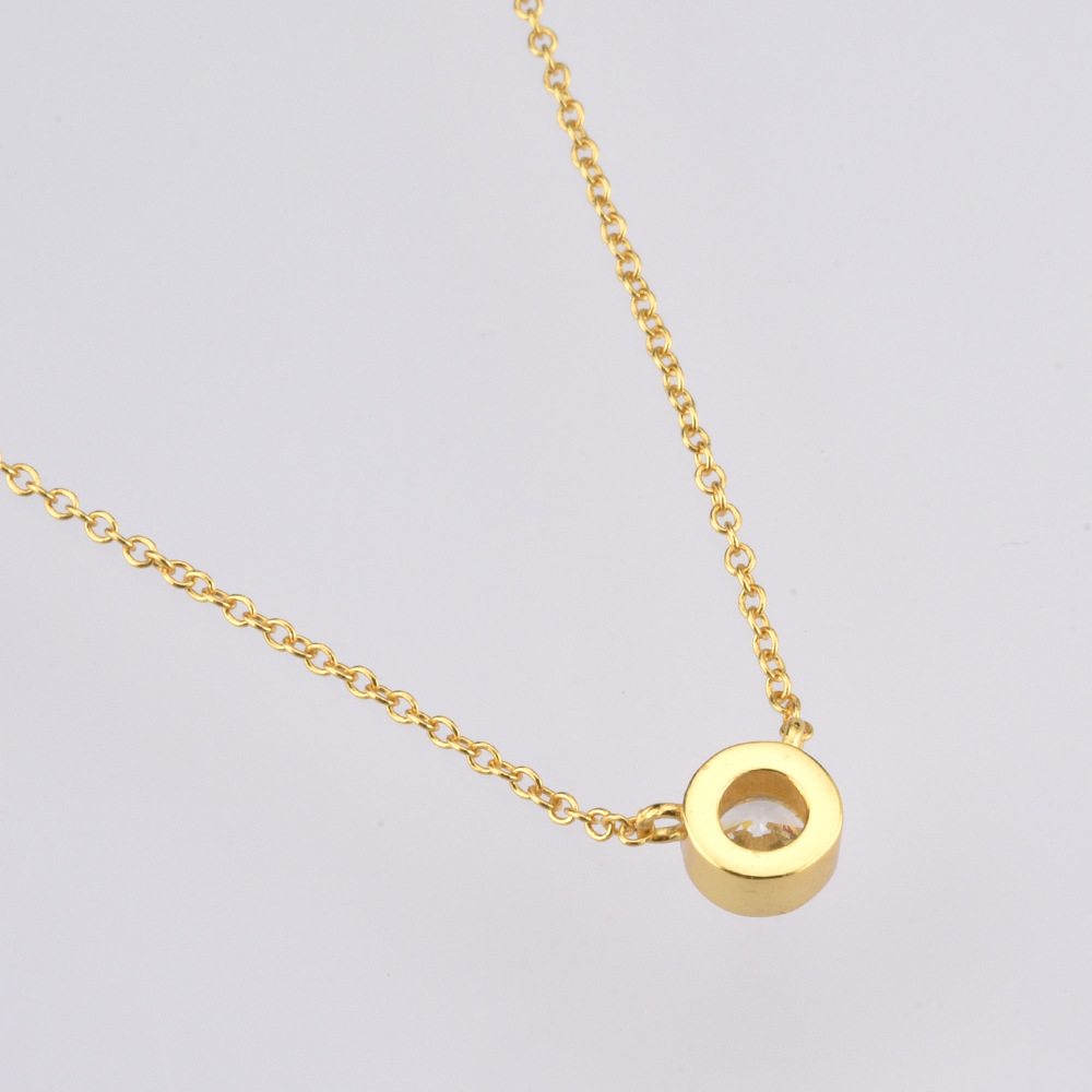 1 Piece Quantity Daily Occasion 925 Sterling Silver Zircon Cable Chain Plating Inlay Round Necklace