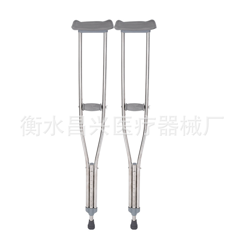 Fábrica al por mayor muletas de acero inoxidable axila muletas dobles muletas de aleación de aluminio muletas de rehabilitación ayuda para caminar muletas de doble axila