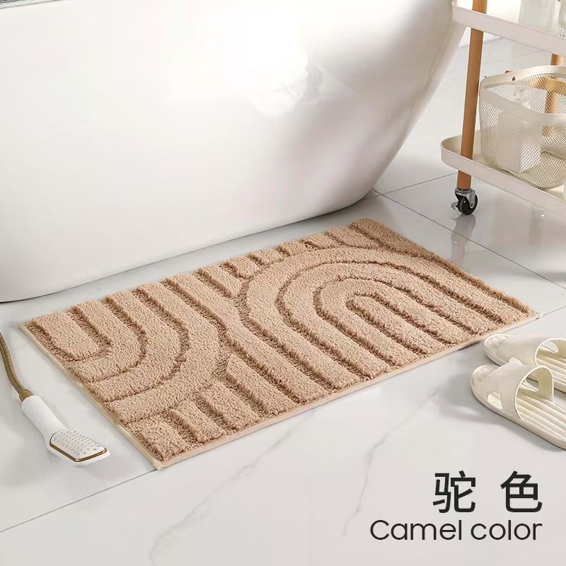 Flocked simple alfombra gruesa alfombra de baño estera antideslizante absorción de agua lavable máquina sala de estar dormitorio estera de puerta