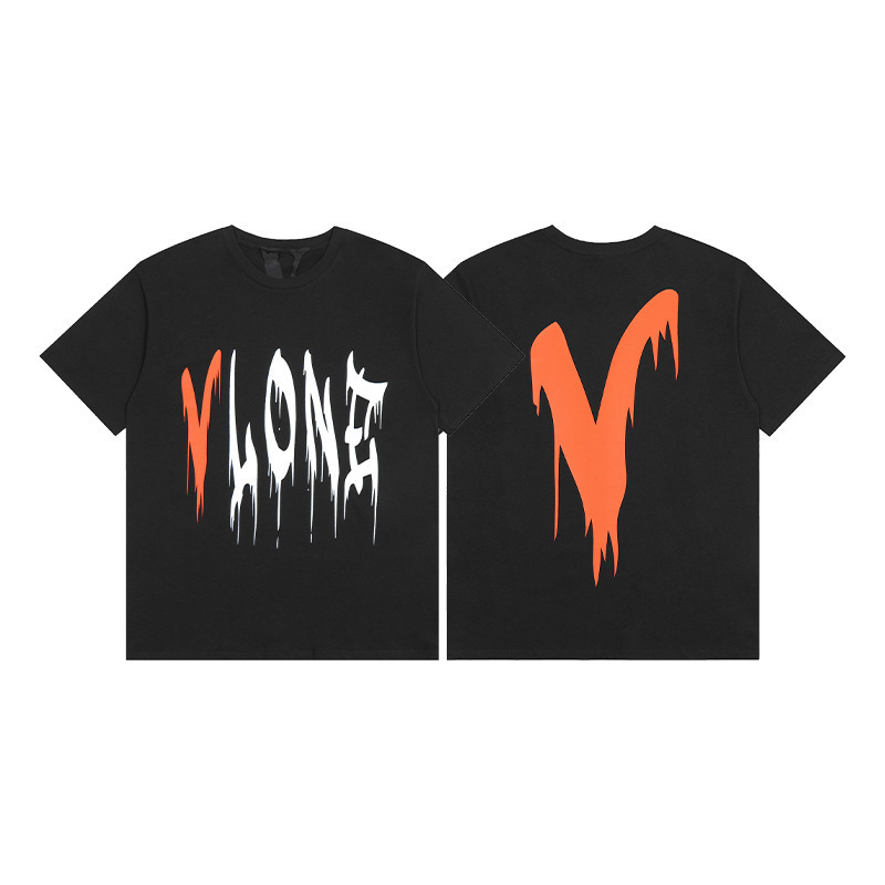 外単VLONE FOG潮牌大v字母Logo桜半袖スケッチ刺繍唇印落書きプリントtシャツ|undefined