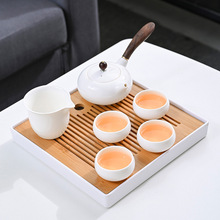 羊脂玉功夫茶具套装家用酒店客房茶具轻奢泡茶器白瓷茶壶盖碗茶台