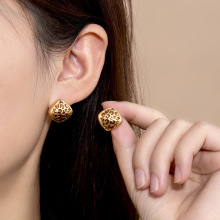 韩式复古美拉德豹纹耳钉耳环小众轻奢高级感时尚通勤百搭秋冬耳饰