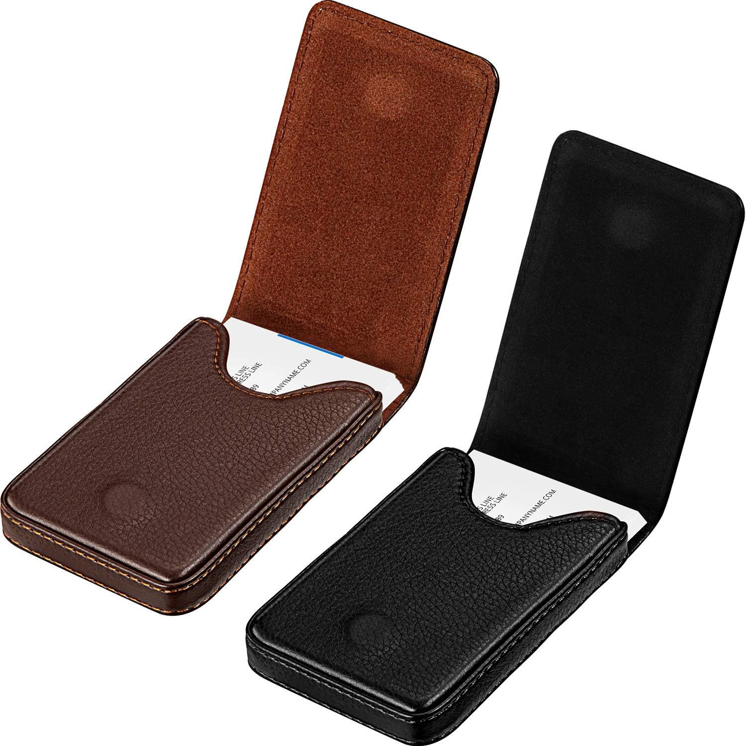 Estuche para tarjetas de visita de regalo de empresa portátil de comercio exterior personalizado para hombres, bolso para tarjetas de gran capacidad, bolso para tarjetas de visita magnético de cuero de estilo vertical