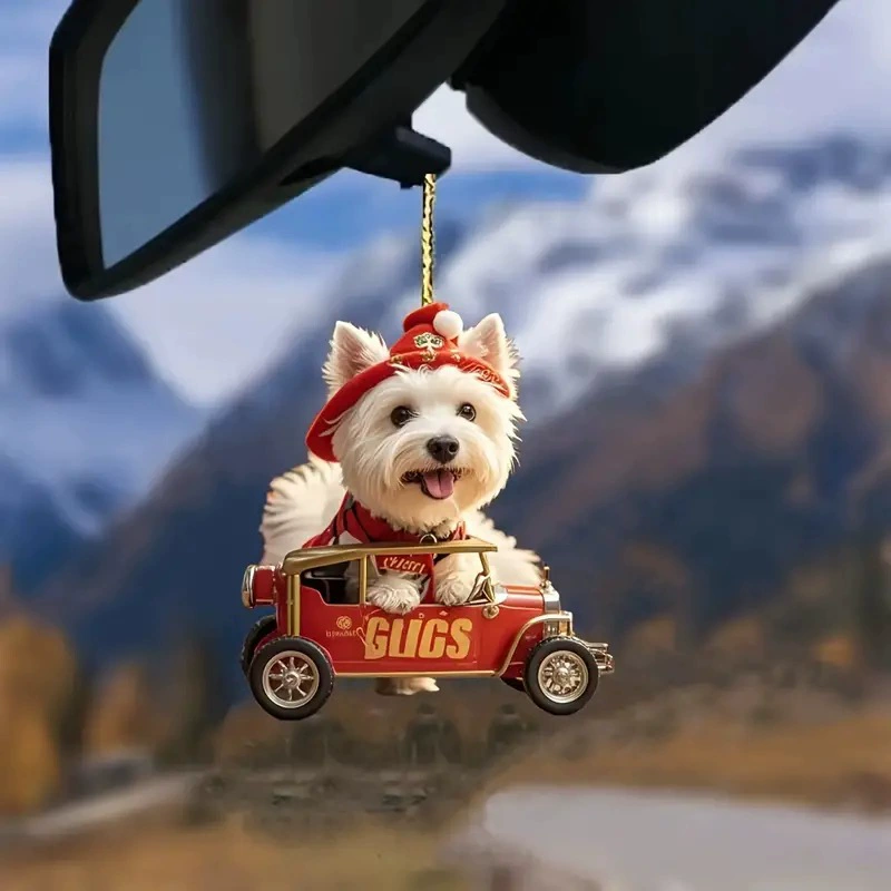 Рождественский новый акрилово милый щенок праздничный кулон