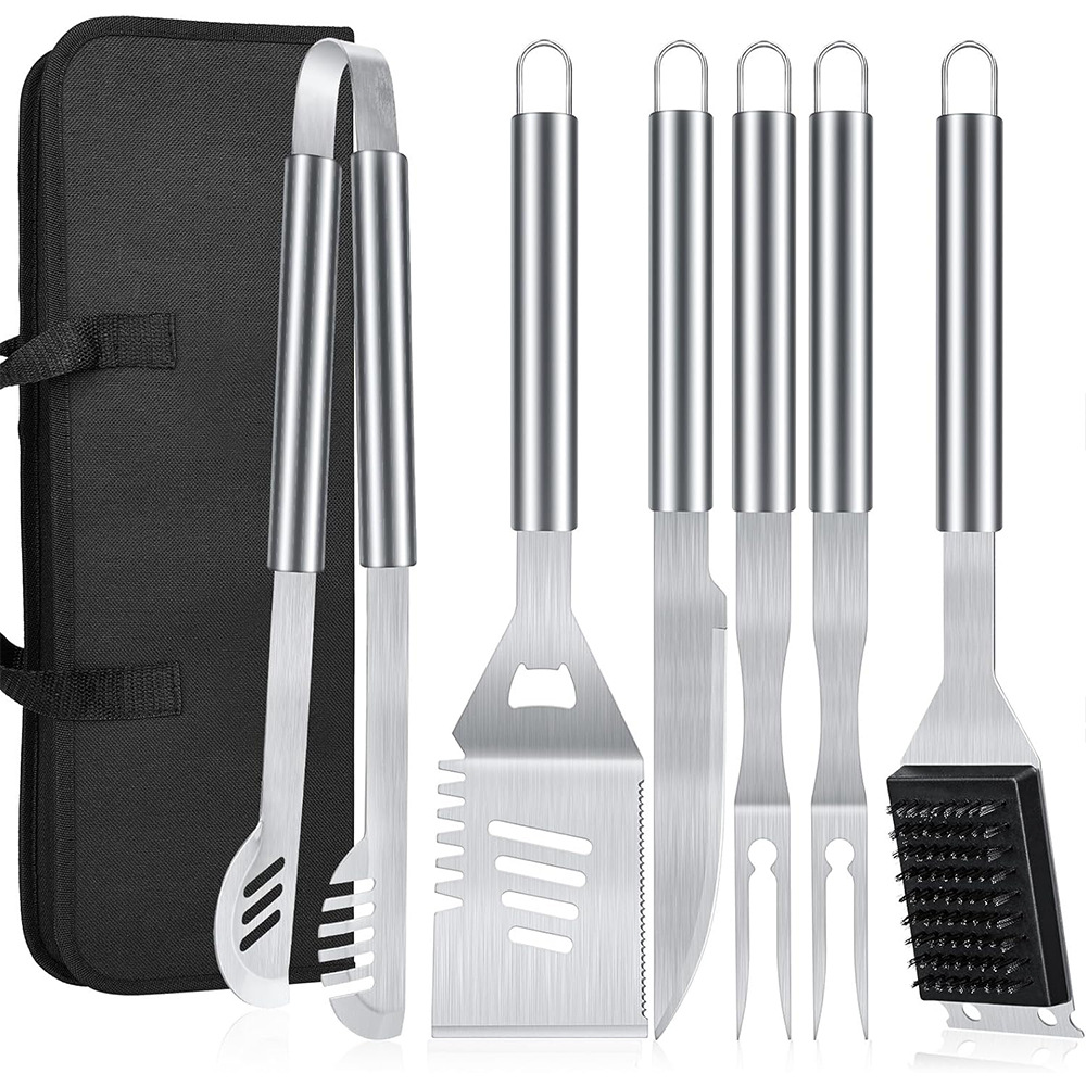 Amazon acero inoxidable parrilla herramienta set BBQ camping al aire libre tubo grande bolsa de tela para parrilla