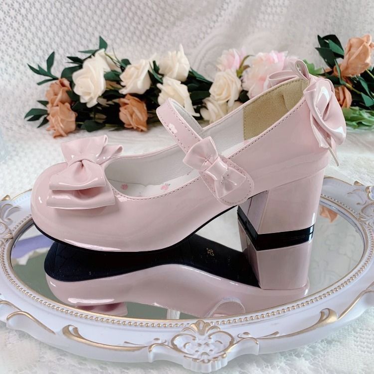 Sweet Lolita Elegant Popular French 2025 New Shoes Lolita Flats Mid-Heeled Mary Jane Shoes Trendy