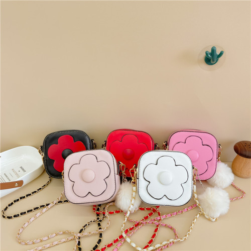 Fashionable children's small square bag  new Korean style girl flower crossbody bag autumn and winter baby sweater accessories bag
