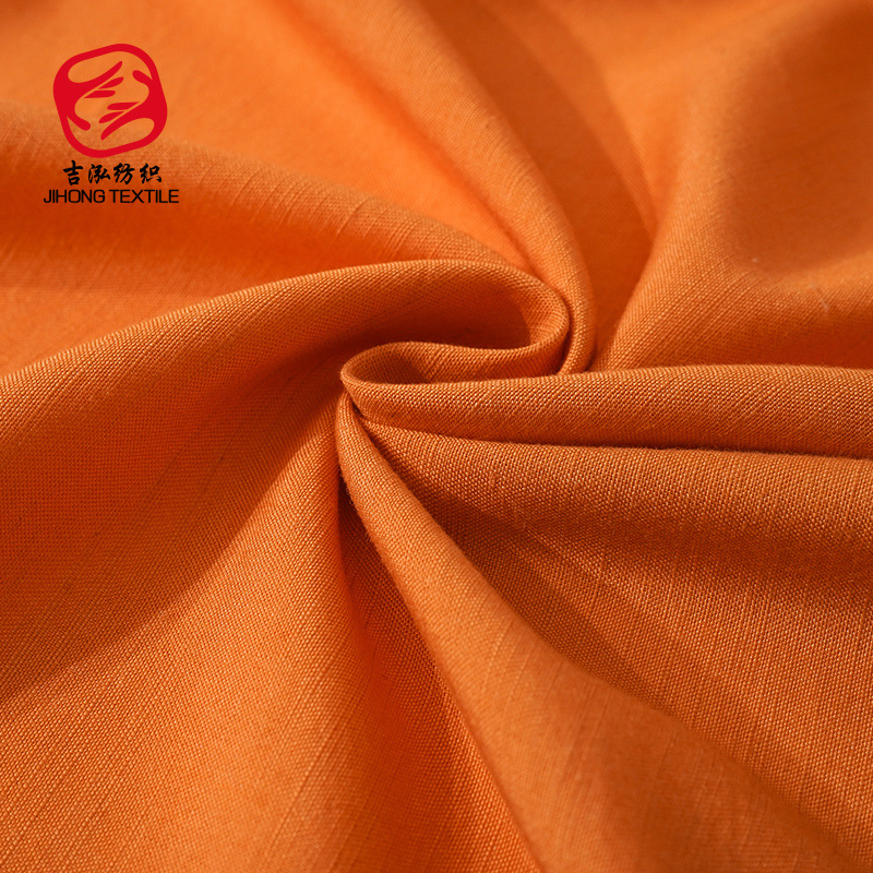 3024亚麻人棉竹节麻 裤装连衣裙衬衫亚麻粘竹节布料素色亚麻面料