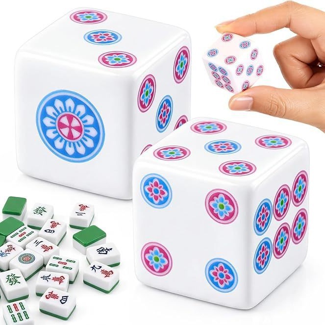 In stock MAJH DICE, popular in foreign trade, No. 25 square-corner white mahjong dice, UV color printing, 2.5CM
