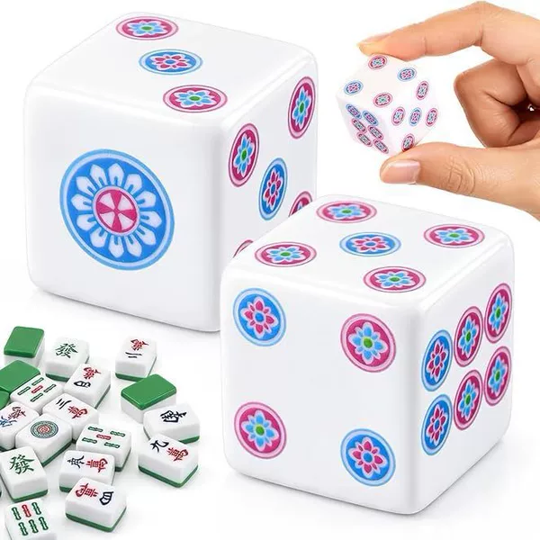 In stock MAJH DICE, popular in foreign trade, No. 25 square-corner white mahjong dice, UV color printing, 2.5CM