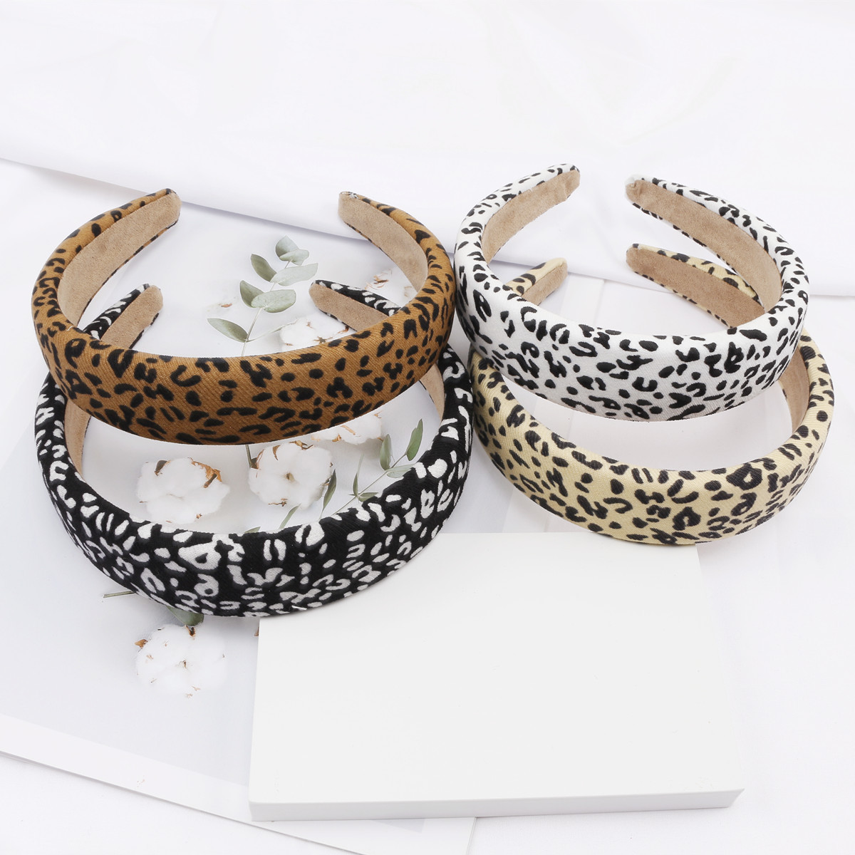 Comercio exterior elegante banda de pelo estampado de leopardo cabello femenino atar banda de pelo moda Plaid diadema simple lavado de cara tocado Otoño e Invierno