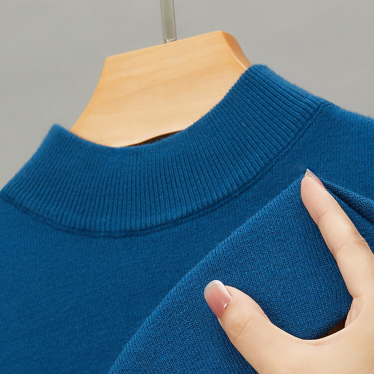 boy Live Broadcast Half Turtleneck Long Sleeve Knitted Sweater Men's Autumn Winter New Solid Color Warm Base Shirt Men_voghion.com