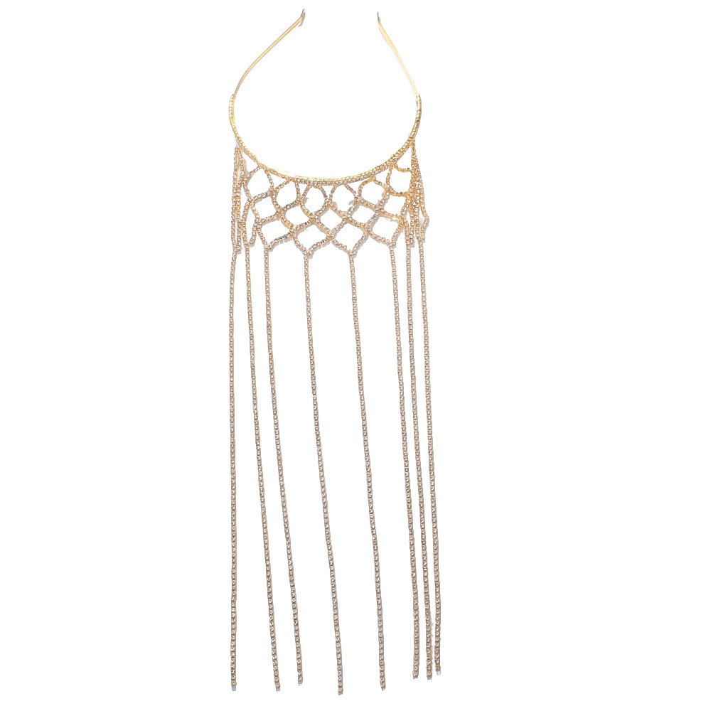 Ventas transfronterizas calientes de malla bordilla de moda cadena de cabello de diamante temperamento accesorios de lujo para mujeres Headwear