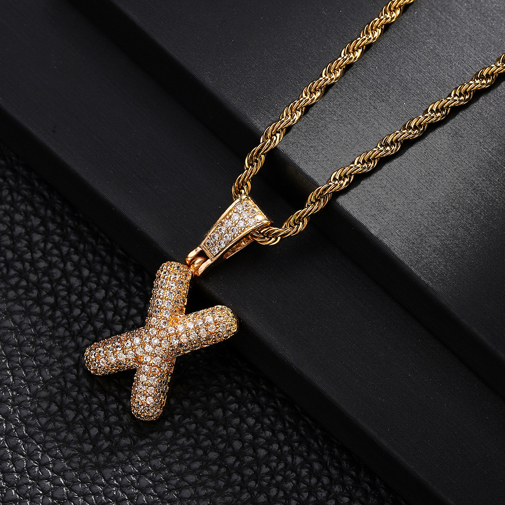 Nuevo cross-border 26 letras inglesas colgantes collares de bronce y piedra collares de moda simplista para hombres y mujeres