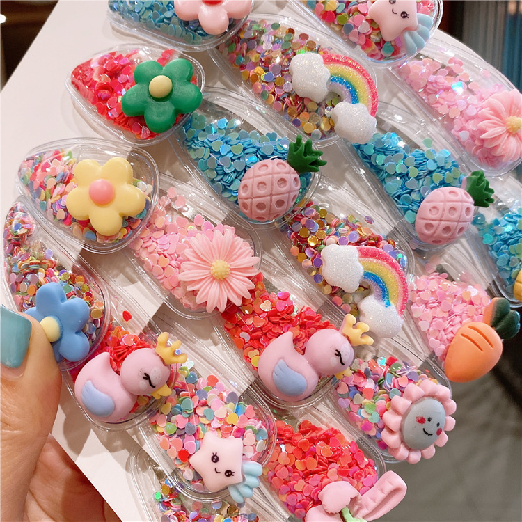150g Weight Hair Accessories Classification Cartoon 5-Piece Set, Cartoon 10 PCs Set, Cartoon 20-Piece Set Quantity Business Occasion Flower Pattern Kid'S Gender Cartoon Style Style Children's Fruit Hairpin Cute Girl Small Daisy Headdress 无
