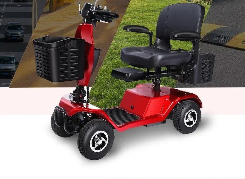 Electric Four-Wheel Scooter for the Elderly, Small Household Folding Mobility Aid Vehicle, Gift for the Back-To-School Season