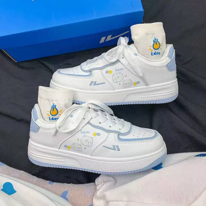 2022 Новая женская обувь, Студенческая Удобная белая обувь с граффити, Женская Осенняя обувь на толстой платформе, Женская обувь в Корейском стиле, обувь в японском стиле