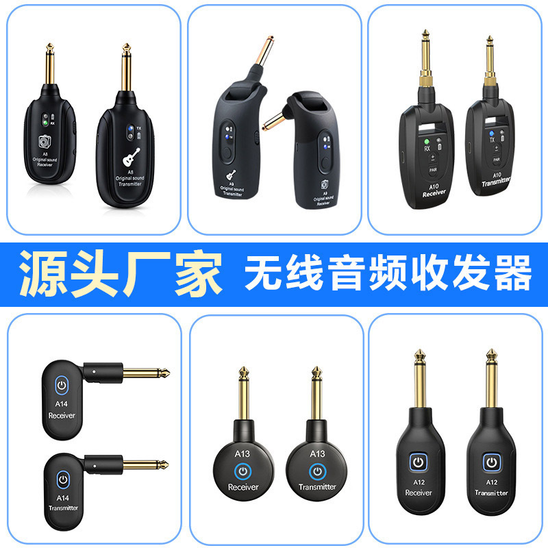 A8 A9 Wireless Audio Transceiver for Musical Instruments, Acoustic Guitar System Transmission System One-To-Two