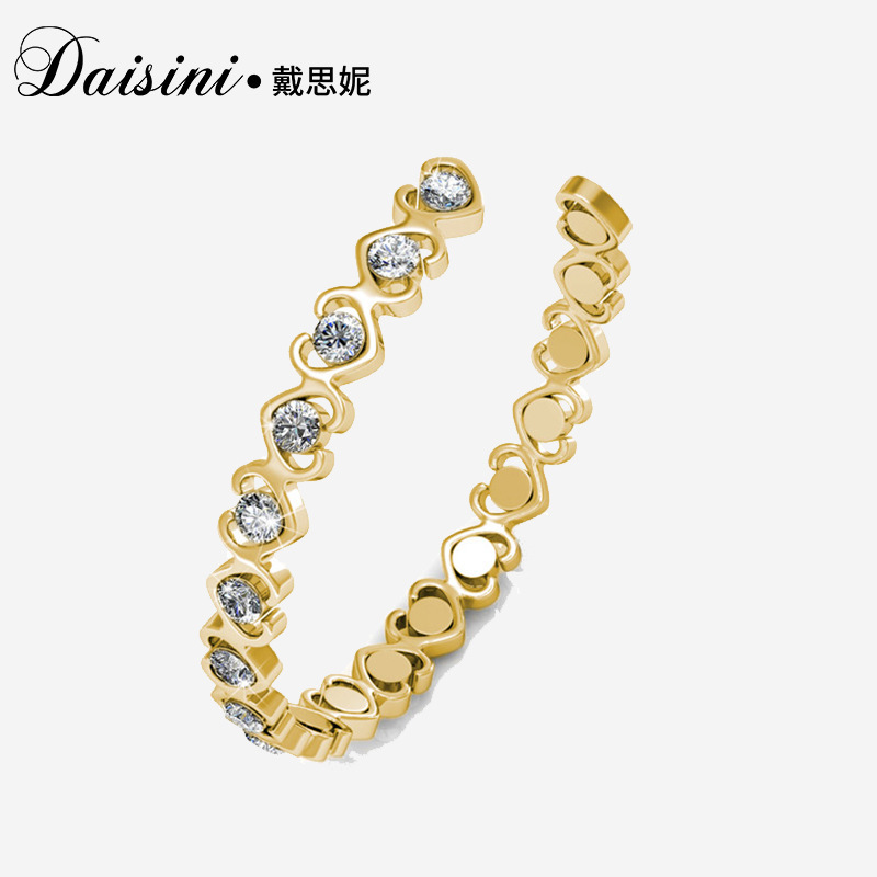 Stylish Heart Bracelet with Swarovski ® Element Niche Crystal Bracelet Open Bracelet Bracelet for Women
