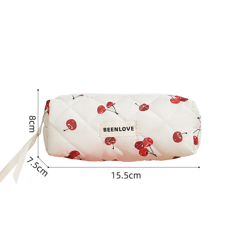Capacious cosmetic bag with bow, flowered, high-quality style