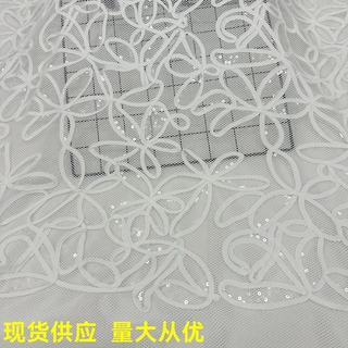 欧美盘绳盘带绣花 立体绣花雪纺镂空绣花布礼服连衣裙DIY包包面料