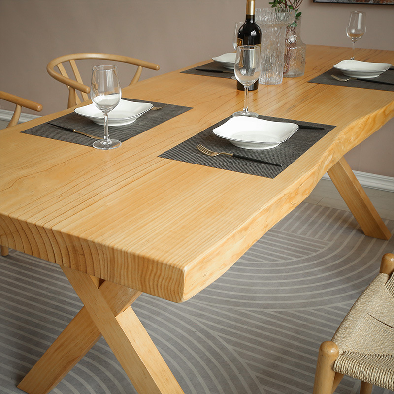 北欧实木餐桌椅组合长方形家用小户型侘寂风饭桌现代简约吃饭桌子