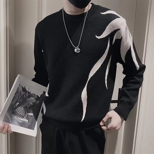Men's Thick Crew Neck Sweater with Hip-Hop Style - New Winter Topwear, Trendy Brand Knitwear with Long sleeves