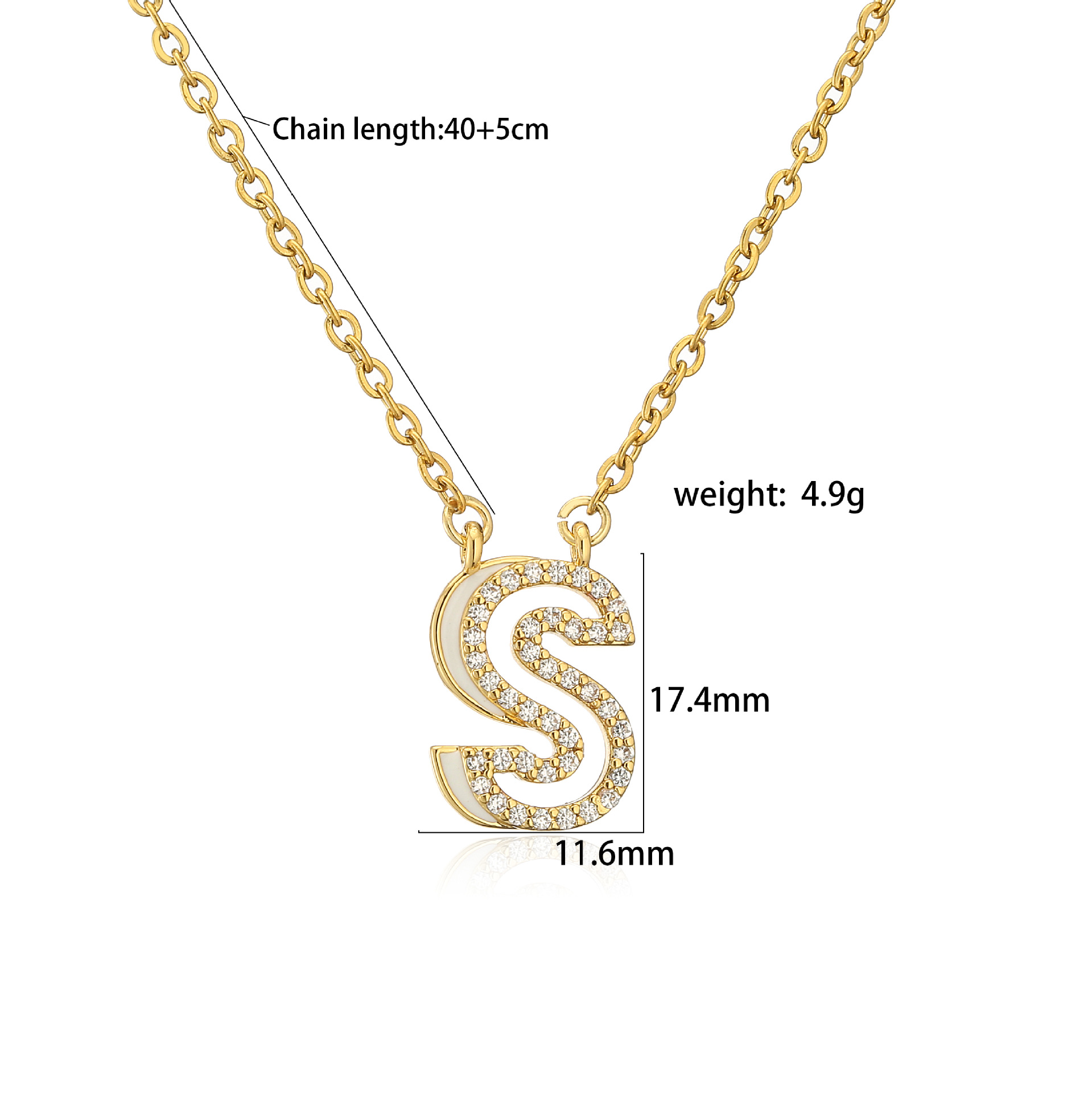 Simple Style Letter Copper Zircon Pendant Necklace In Bulk display picture 5