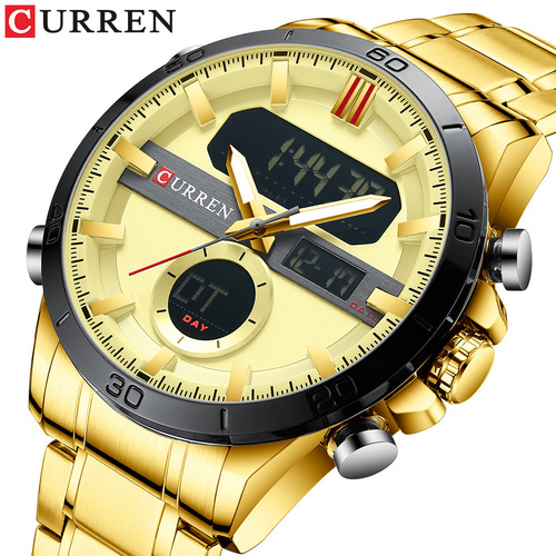 Curren/Carren 8384 men's watch dual movement quartz electronic watch sports steel band watch men's watch
