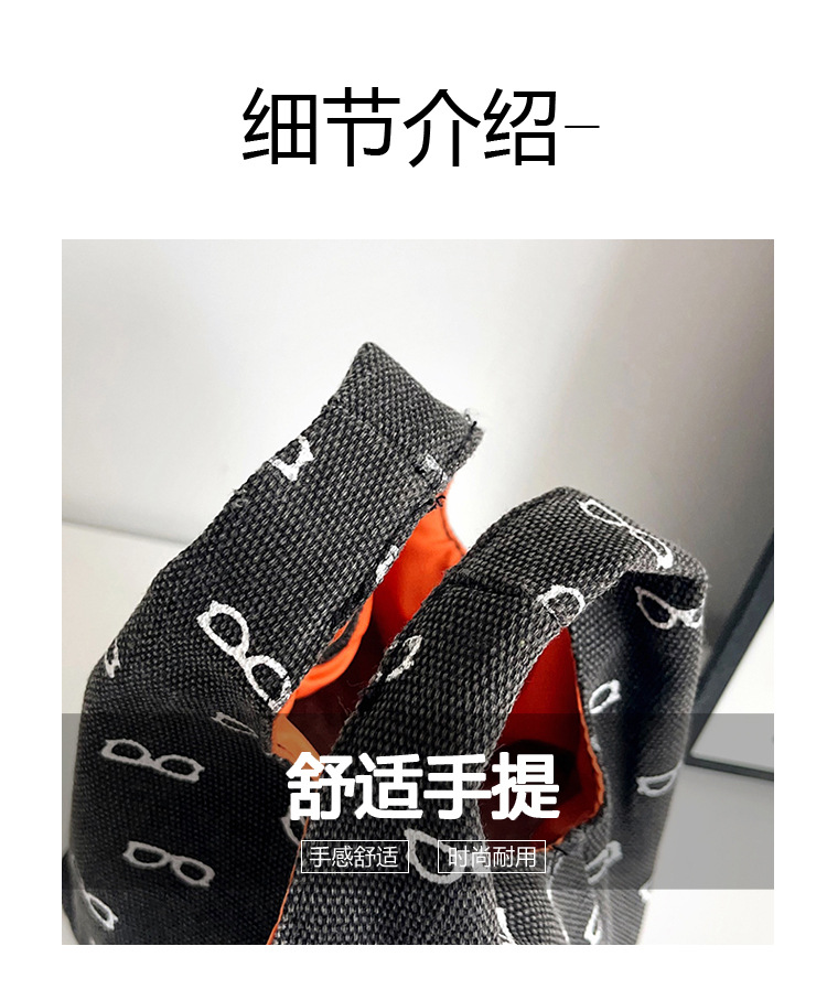 2025 New canvas handbag, a popular female cartoon bucket bag, versatile for Japan and South Korea, and an ins hand-held tote lunch box bag undefined