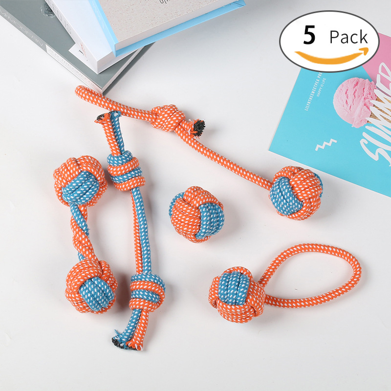 Productos para mascotas, cordón de algodón, dientes de molienda, juguetes para perros, bolas de juguetes para perros pequeños y medianos, juego de juguetes para perros
